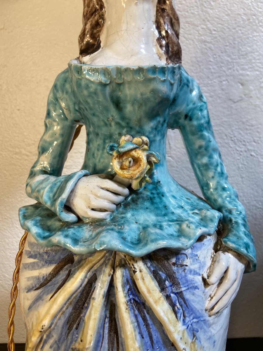 Large Lamp, Caltagirone Earthenware Candleholder, Sicily, 1950s–60s-photo-6