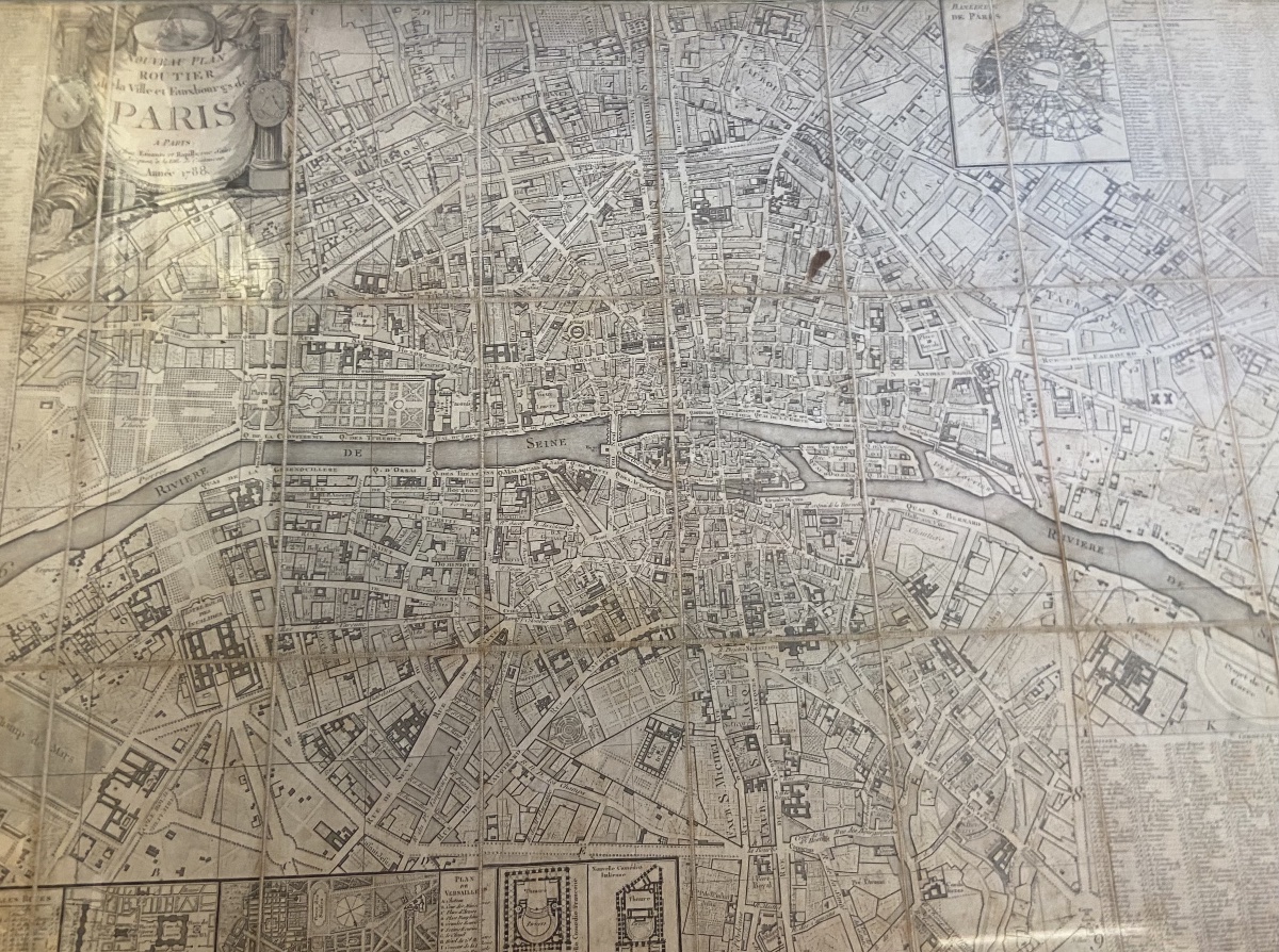 Antique Map, Road Map Of The City Of Paris, 1788-photo-3