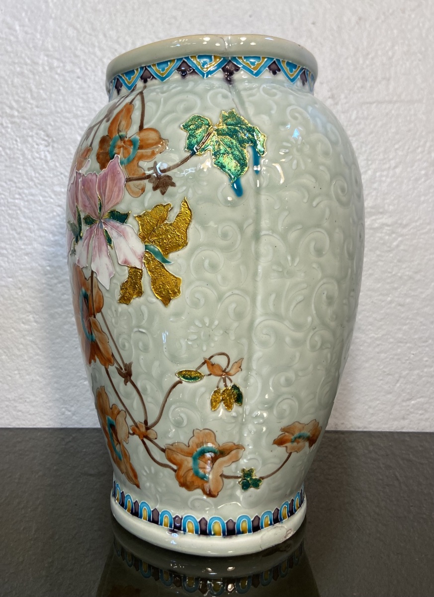 Gien Earthenware Vase In The Style Of Théodore Deck, 1900s–1910s-photo-2