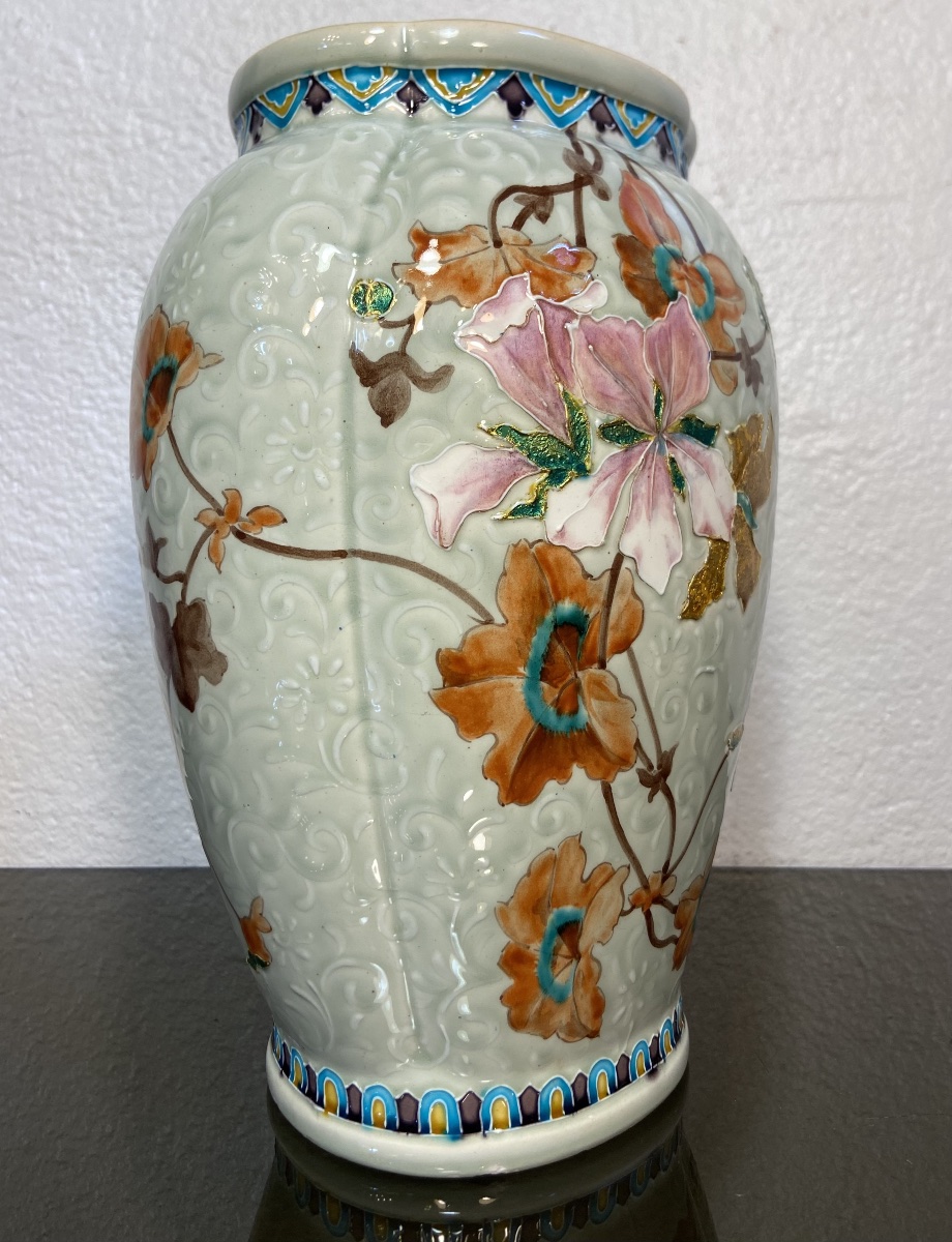 Gien Earthenware Vase In The Style Of Théodore Deck, 1900s–1910s-photo-3