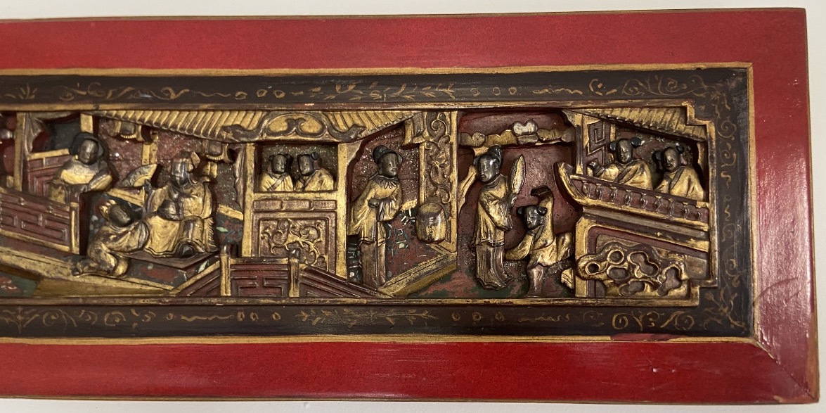 Long Bas-Relief Chinois En bois Sculpté, Epoque Fin XIXe/Début XXe-photo-4