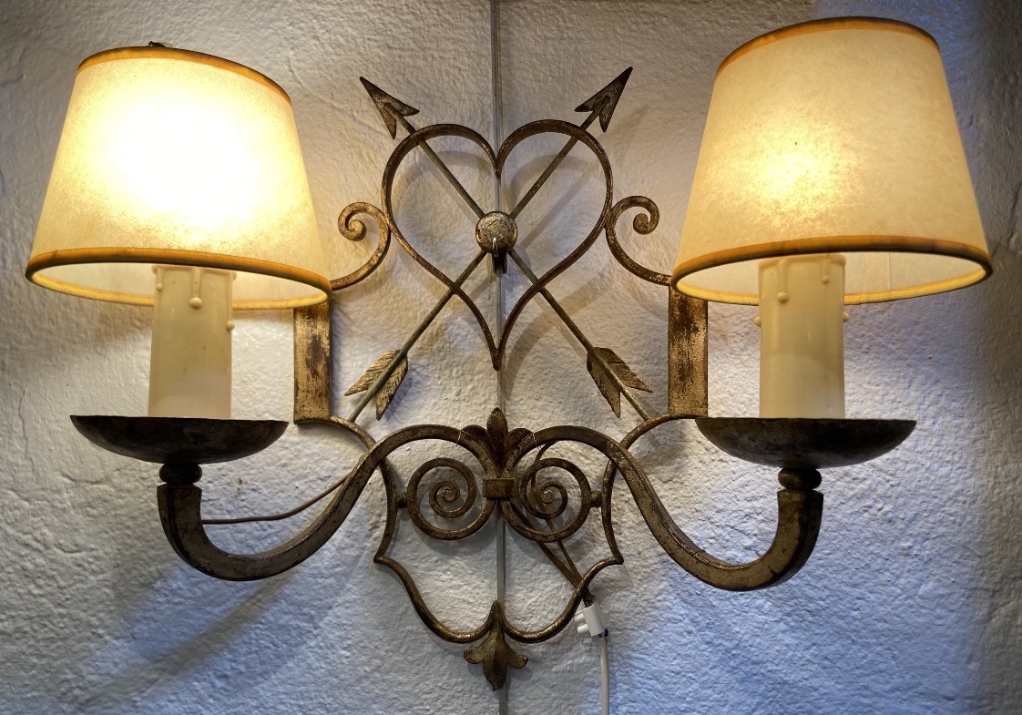 Art Deco Wrought-iron Wall Sconce, 1930s–1940s-photo-2