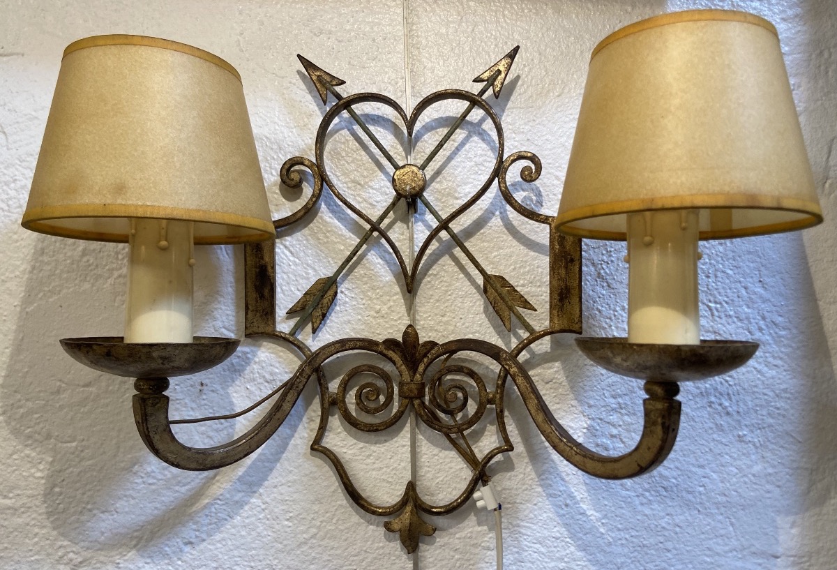 Art Deco Wrought-iron Wall Sconce, 1930s–1940s