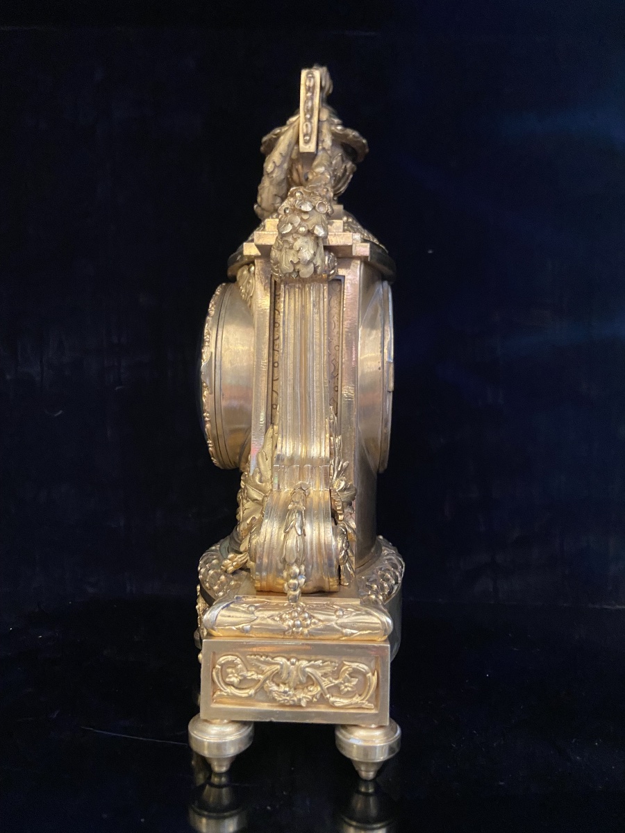 Ferdinand Barbedienne, Gilded Bronze Borne Clock, Late 19th Century-photo-3