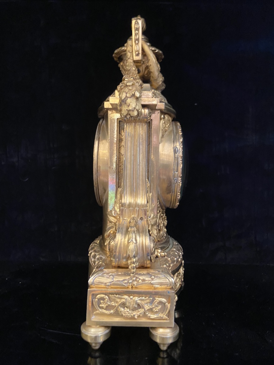Ferdinand Barbedienne, Gilded Bronze Borne Clock, Late 19th Century-photo-3