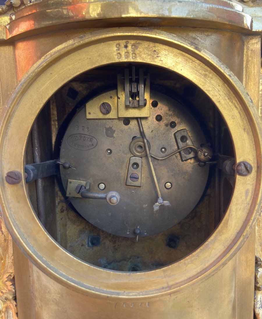 Ferdinand Barbedienne, Gilded Bronze Borne Clock, Late 19th Century-photo-4