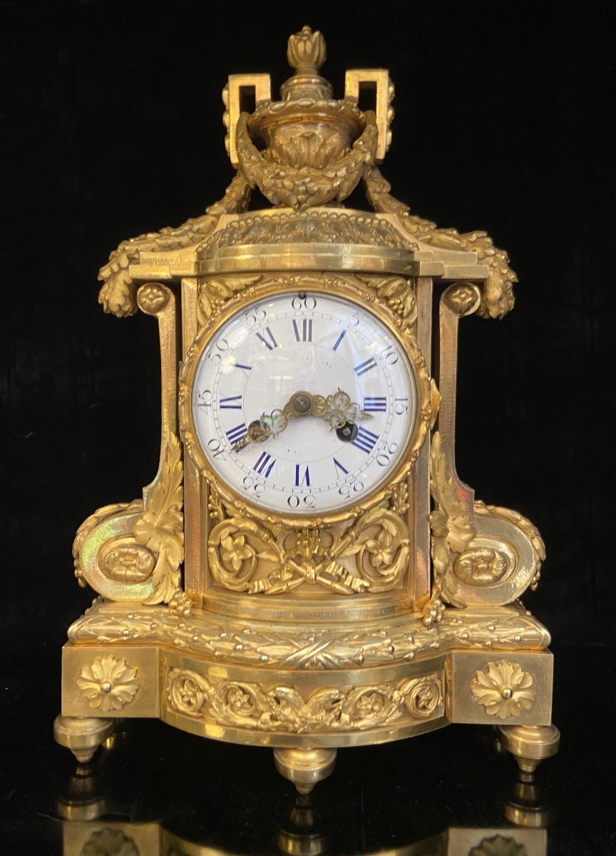 Ferdinand Barbedienne, Gilded Bronze Borne Clock, Late 19th Century