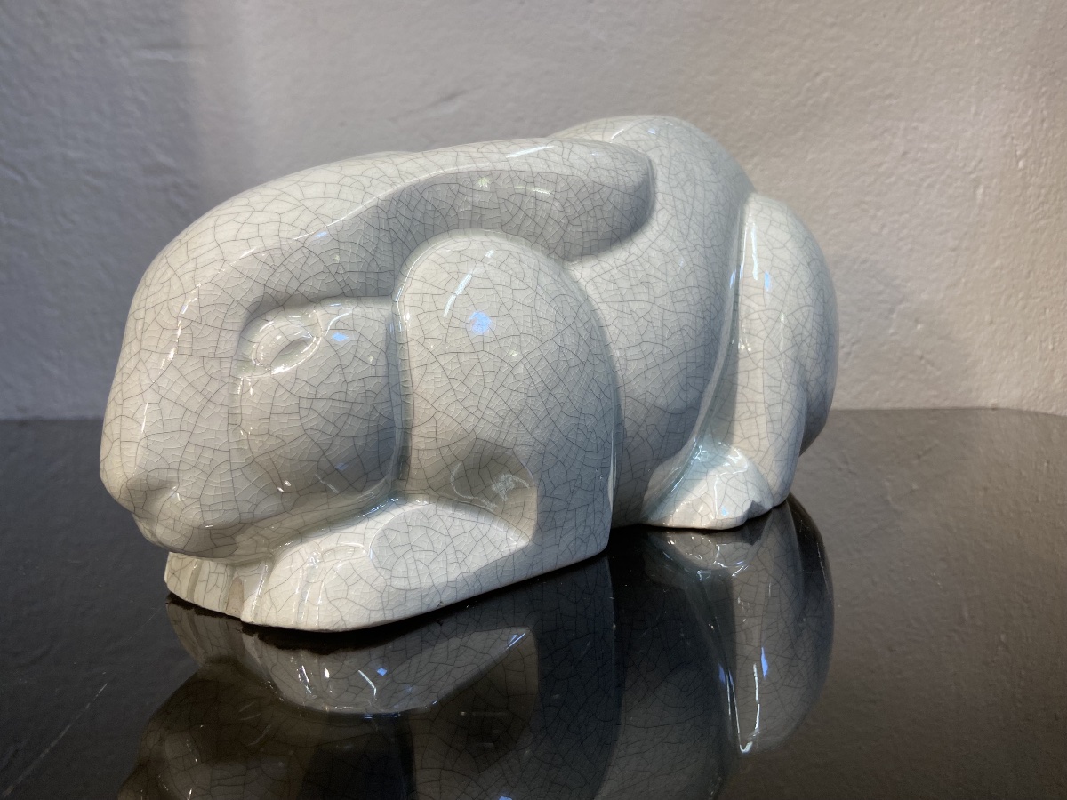 Charles Lemanceau, Lapin En Faïence, Années 1930-photo-2