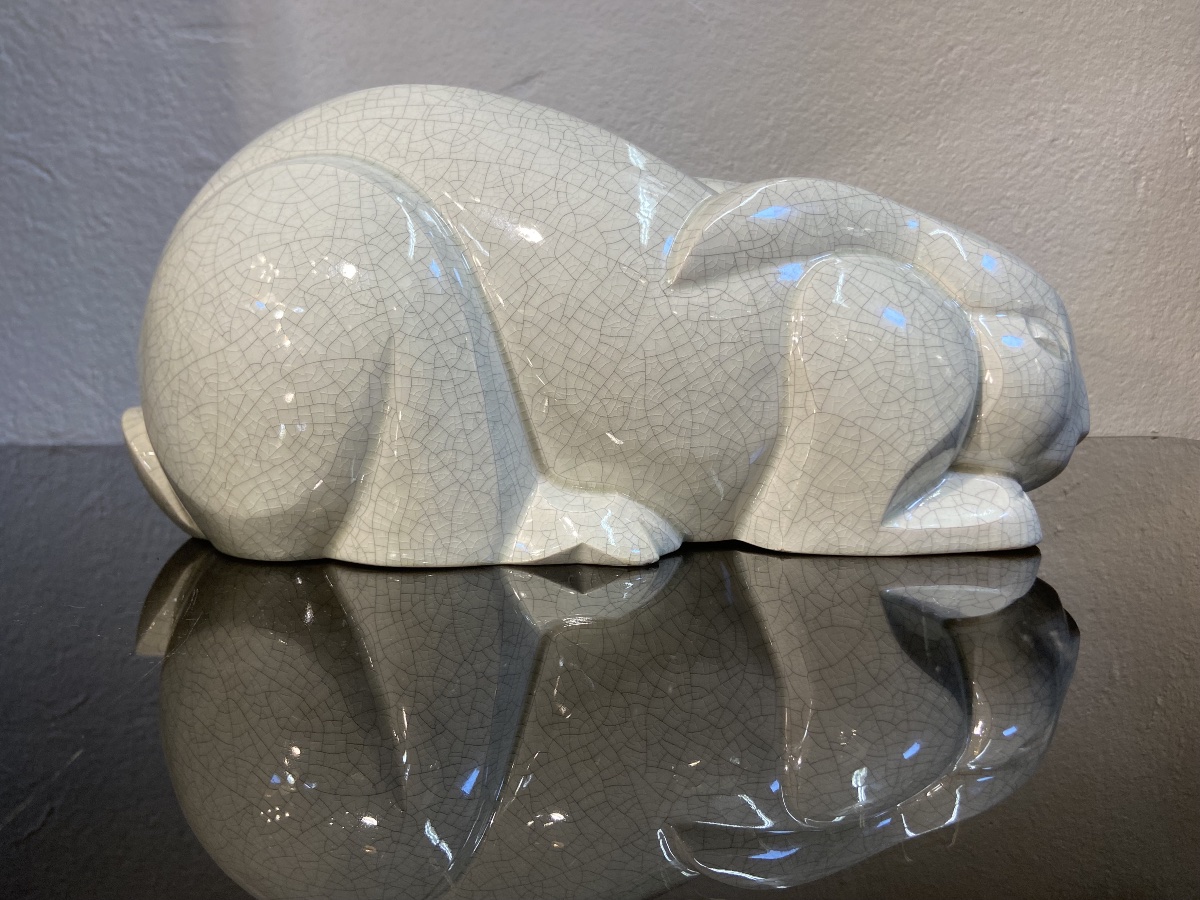 Charles Lemanceau, Lapin En Faïence, Années 1930-photo-1