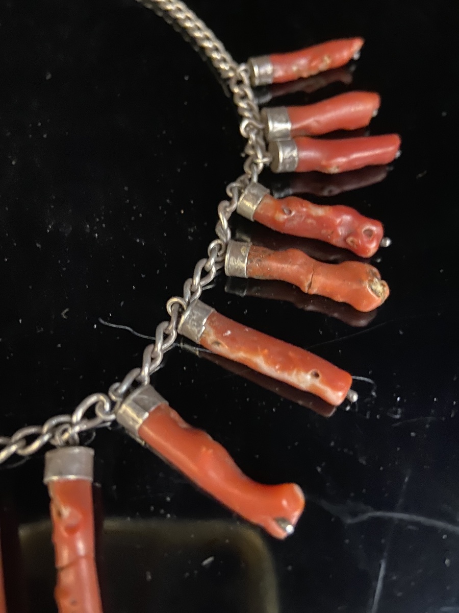 Berber Necklace, Coral And Silver, Early 20th Century-photo-2