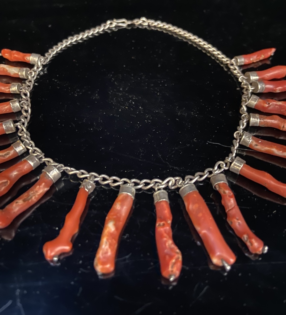 Berber Necklace, Coral And Silver, Early 20th Century-photo-3