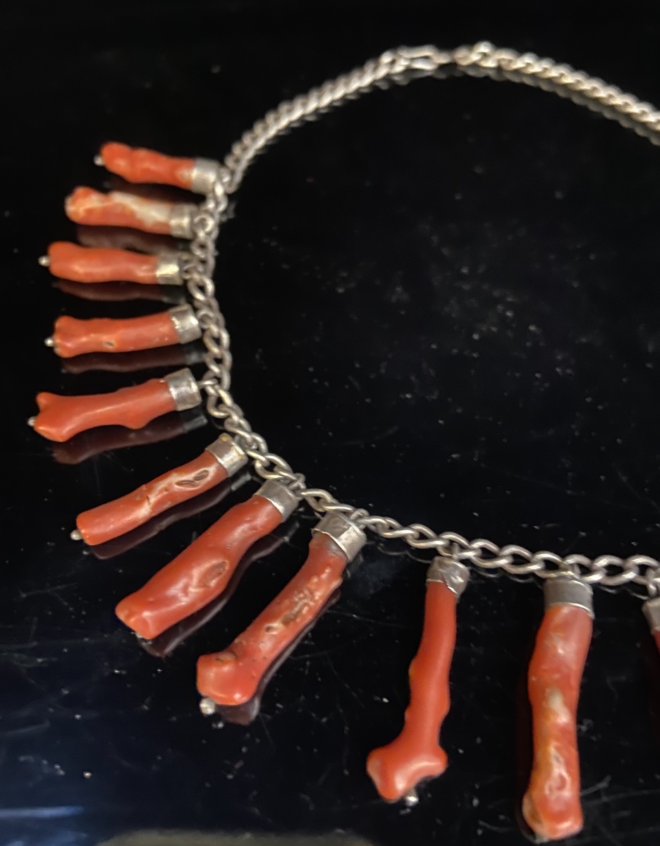 Berber Necklace, Coral And Silver, Early 20th Century-photo-4