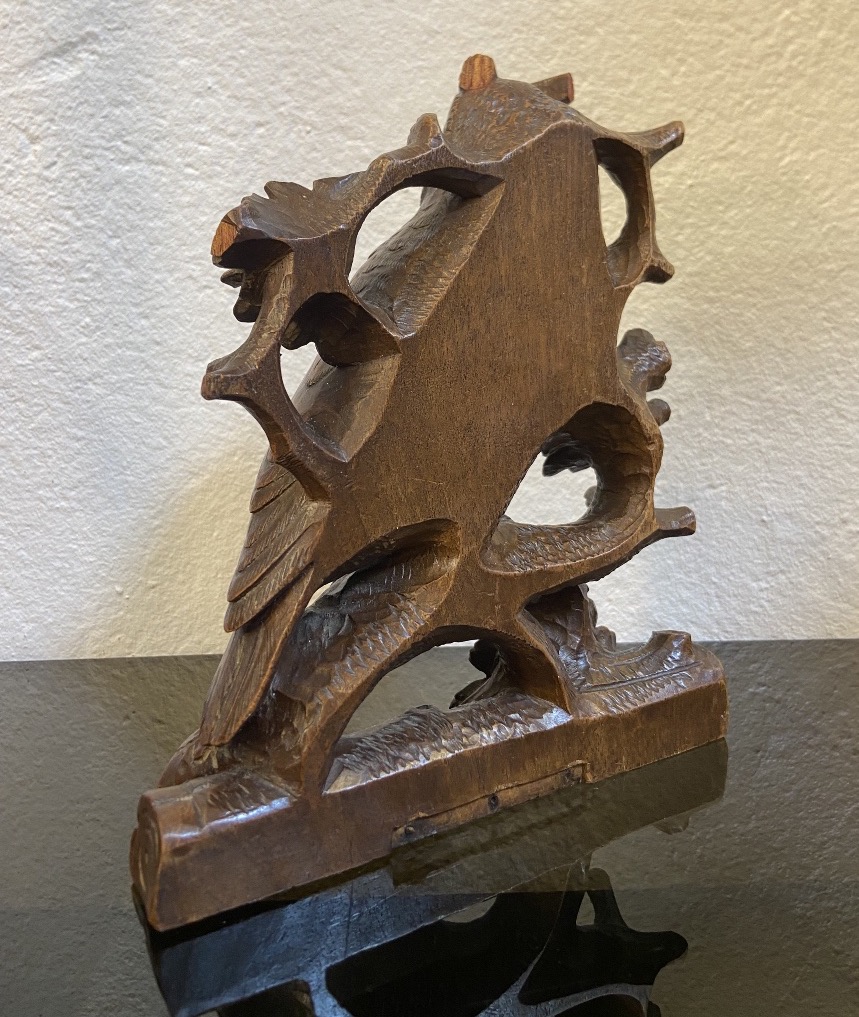 Small Carved Wooden Owl From The Black Forest, Late 19th Century-photo-1