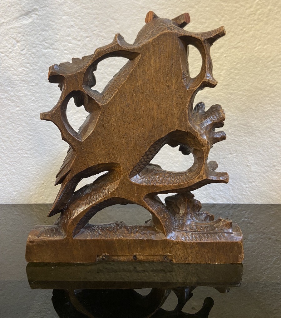 Small Carved Wooden Owl From The Black Forest, Late 19th Century-photo-2