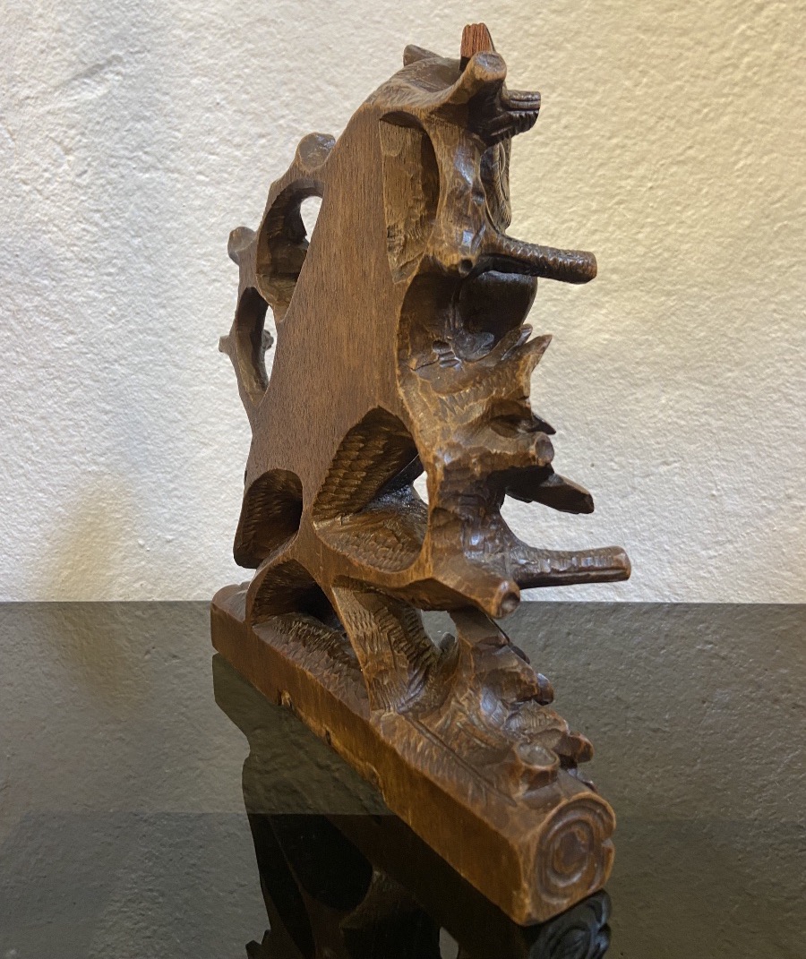 Small Carved Wooden Owl From The Black Forest, Late 19th Century-photo-3