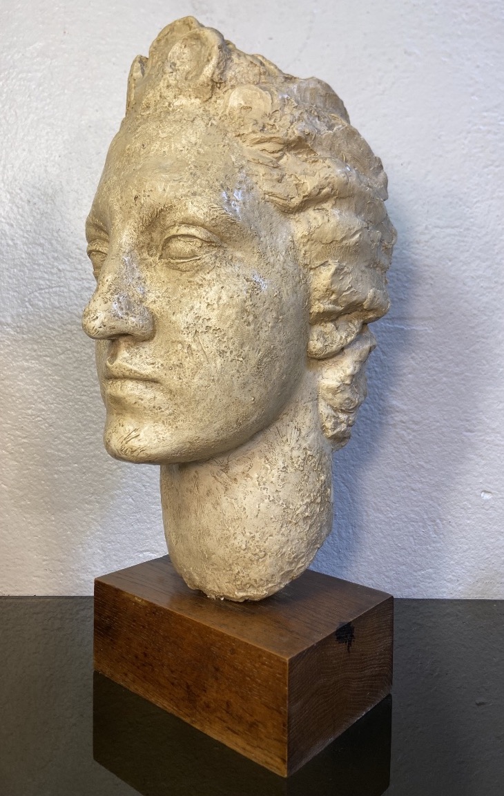 Sculpture Tête De Femme, Plâtre D'Atelier, Années 1930/40-photo-2