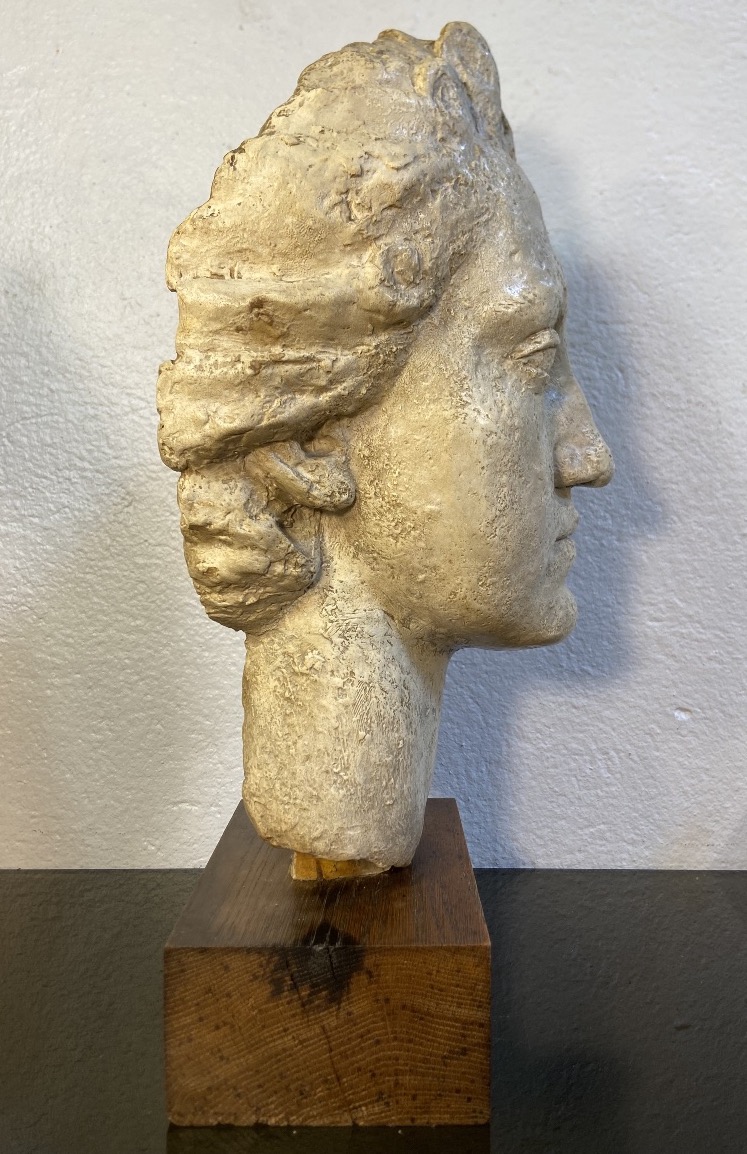 Sculpture Tête De Femme, Plâtre D'Atelier, Années 1930/40-photo-3