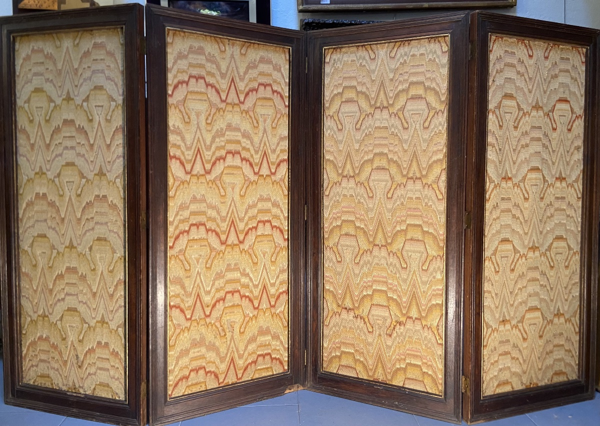 Art Deco Four-panel Screen, Wool Tapestry, 1930s