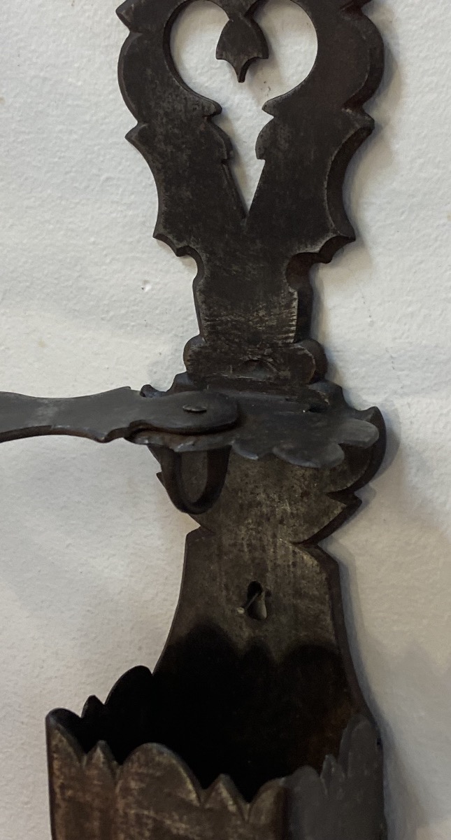 Louis XIV Articulated Wall Sconce In Wrought Iron, 18th Century-photo-2
