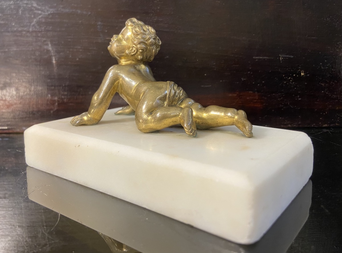 Petit Putto En Bronze, Epoque 1900-photo-2