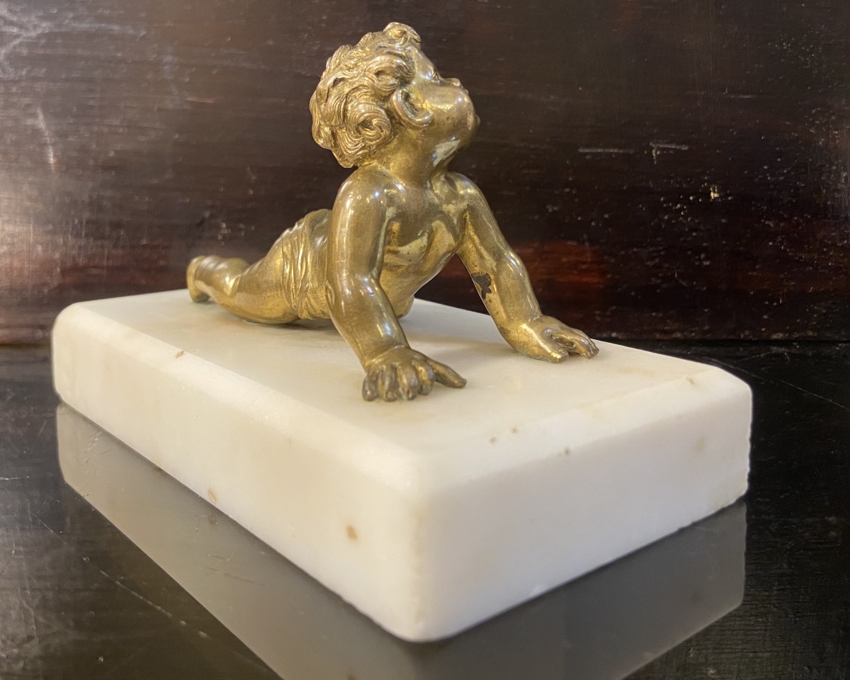 Petit Putto En Bronze, Epoque 1900-photo-2
