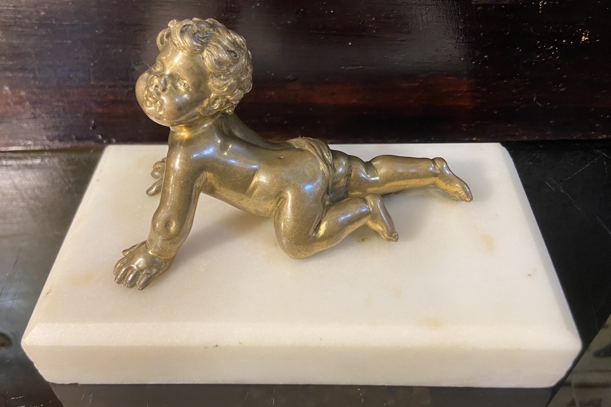 Petit Putto En Bronze, Epoque 1900-photo-5