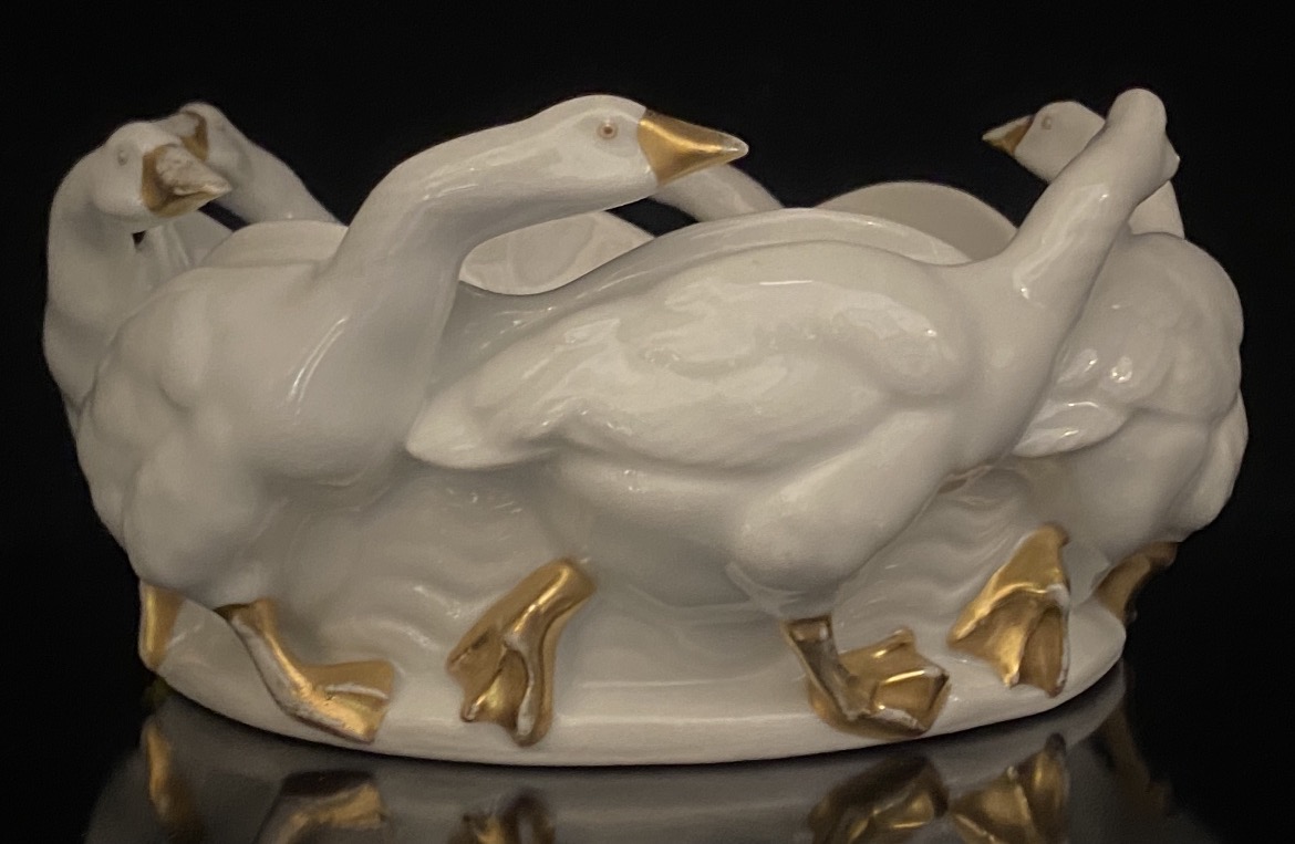 Coupe "Danse Des Oies" En Porcelaine De Thuringe, Epoque 1900-photo-3