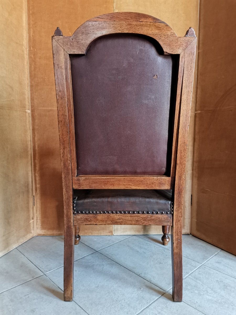 Office Chair Oak And Leather Period Late Nineteenth-photo-1