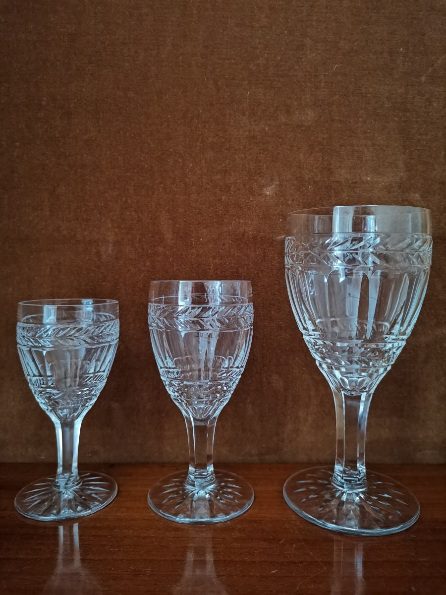 Series Of 8 Port Glasses, Crystal, XIXth Century-photo-4
