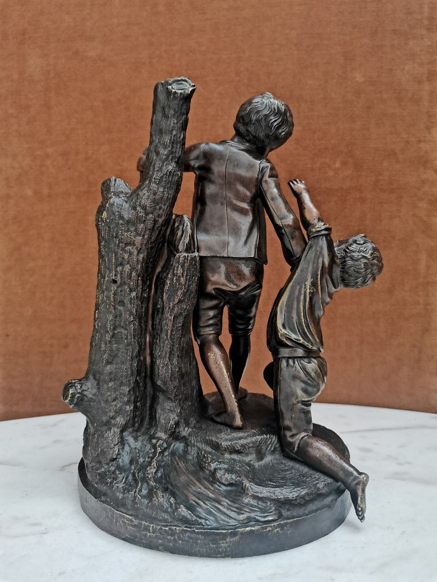 Groupe En Bronze Aux Enfants, Epoque XVIIIème-photo-1