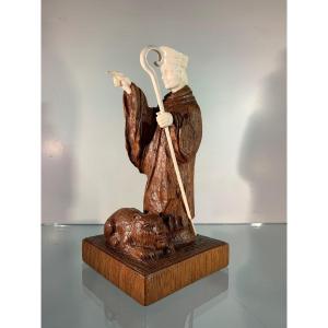 Saint Jerome Statuette, Wood And Ivory, Spain, 18th Century