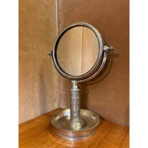 Table Mirror In Silvered Bronze, Empire Period