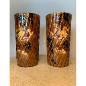 Pair Of Earthenware Vases Signed Keller & Guérin, Late 19th/early 20th Period