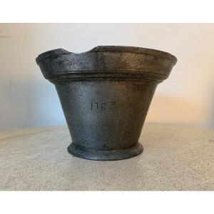Apothecary Mortar In Bronze Dated From The Year 1782, Late 18th Century