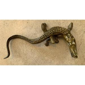Petit Bronze Au Crocodile, Epoque Fin XIXème/début XXème