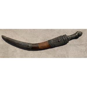 Grande Dague Jambiya En Argent, Péninsule Arabique, Epoque Fin XIXe