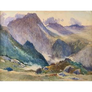 Aquarelle Des Basses-Pyrénées Par Paul Rossert, Epoque Début XXème