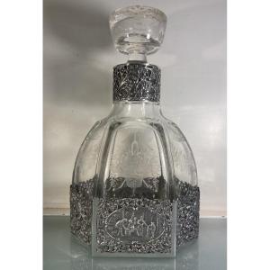 Carafe En Cristal Gravé Et Argent, Hollande, Milieu Du XIXe Siècle