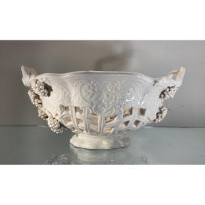 Openwork White Earthenware Bowl, France, Circa 1900