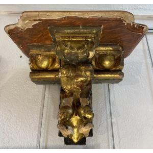 Gilded Wood Church Wall Bracket, 19th Century