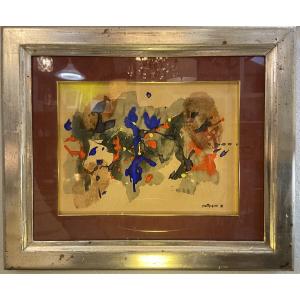 Gouache Abstraite Par Luigi Montanarini, Année 1978