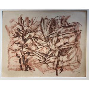 Abstract Landscape Lithography By Jean-paul Riopelle,  Year 1965