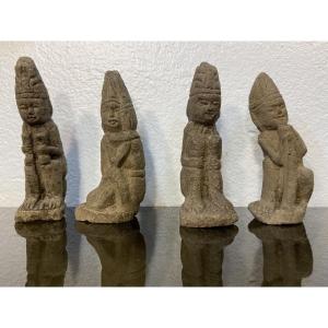 Suite Of 4 Stone Statuettes, Korea, Jodeon Dynasty (1392-1897)
