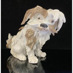 Chien Bichon En Porcelaine De Samson, Epoque Fin XIXe 