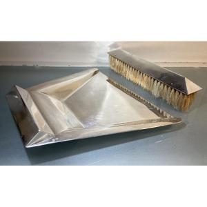 Modernist Art Deco Silver-plated Metal Crumb Collector, 1930s