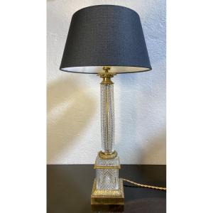 Lampe Colonne, Cristal et Bronze Doré, Années 1950/1960
