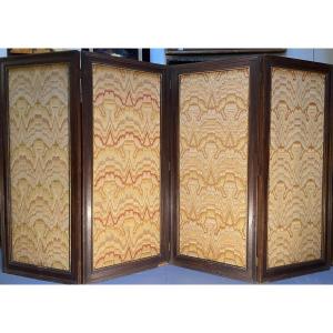 Paravent A Quatre Feuilles Art Déco, Tapisserie De Laine, Années 1930