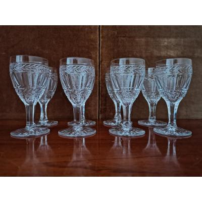 Series Of 8 Port Glasses, Crystal, XIXth Century