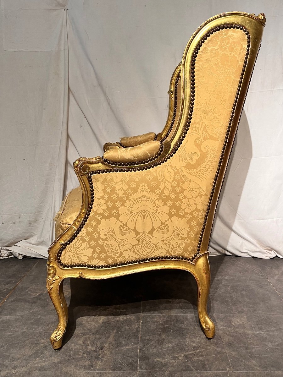 Bergère Style Louis XV époque Fin XIX Bois Doré -photo-3