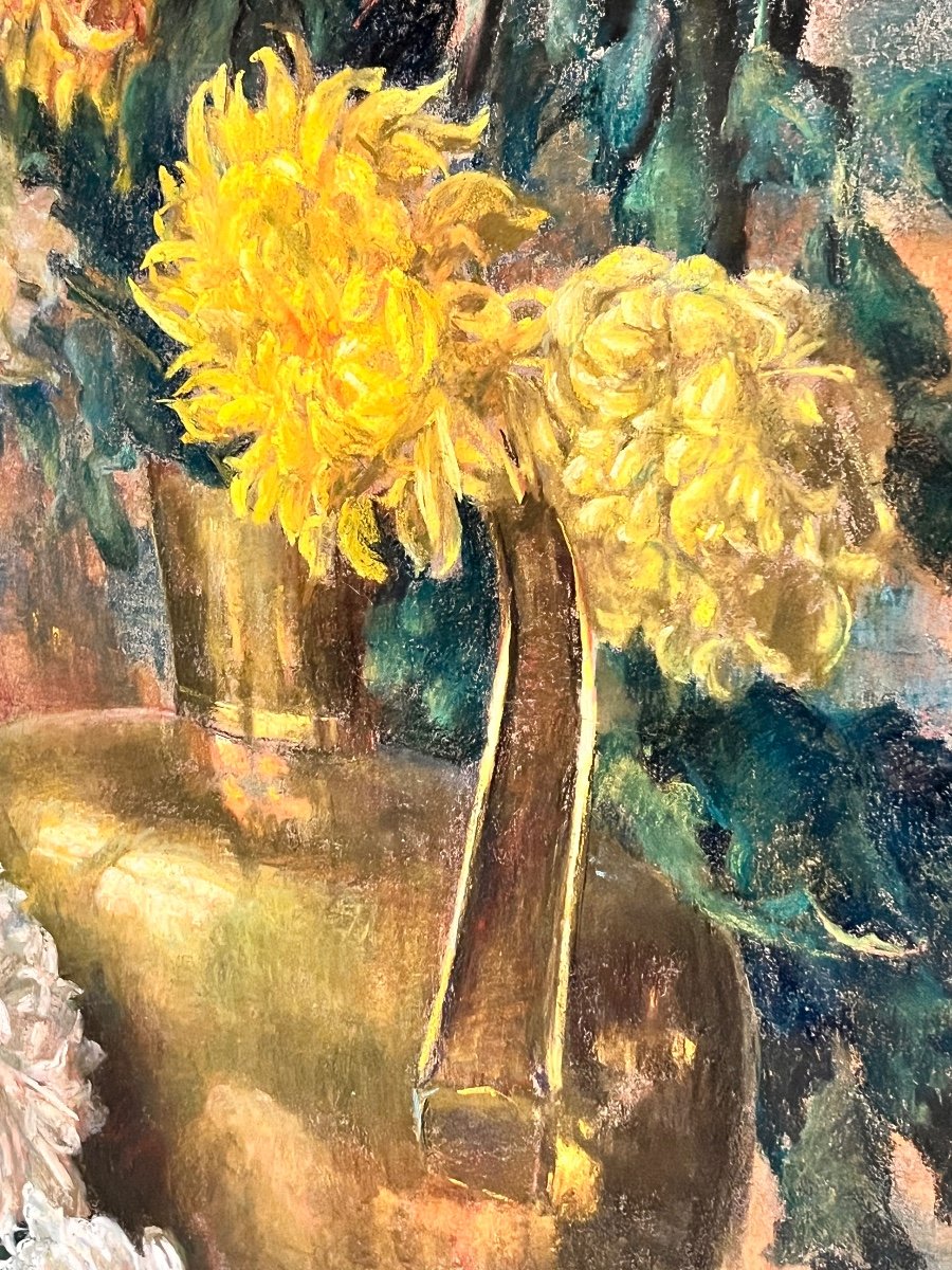 Large Pastel Early 20th Century Berthe Art -photo-3